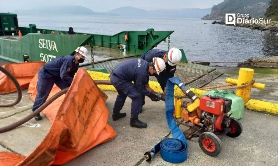 Autoridad Marítima de Corral realizó ejercicio de combate a la contaminación