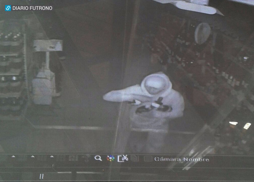 Ladrón quedó registrado en video tras robar supermercado en Futrono 