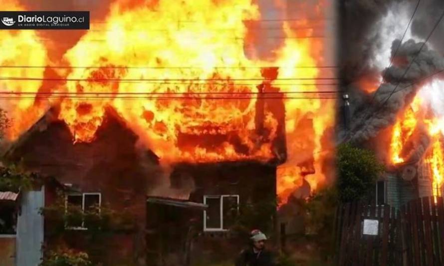 Los Lagos: Vivienda de reconocido vecino resultó destruida por el fuego