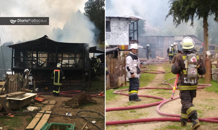 Vivienda resultó destruida por incendio en sector Huichahue de Paillaco