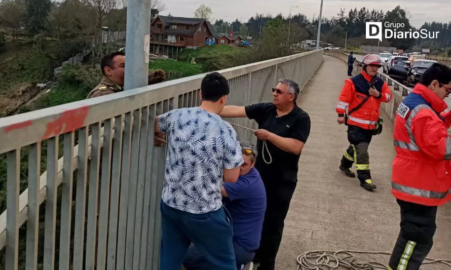 Logran contener a joven que intentó lanzarse desde puente de Río Bueno