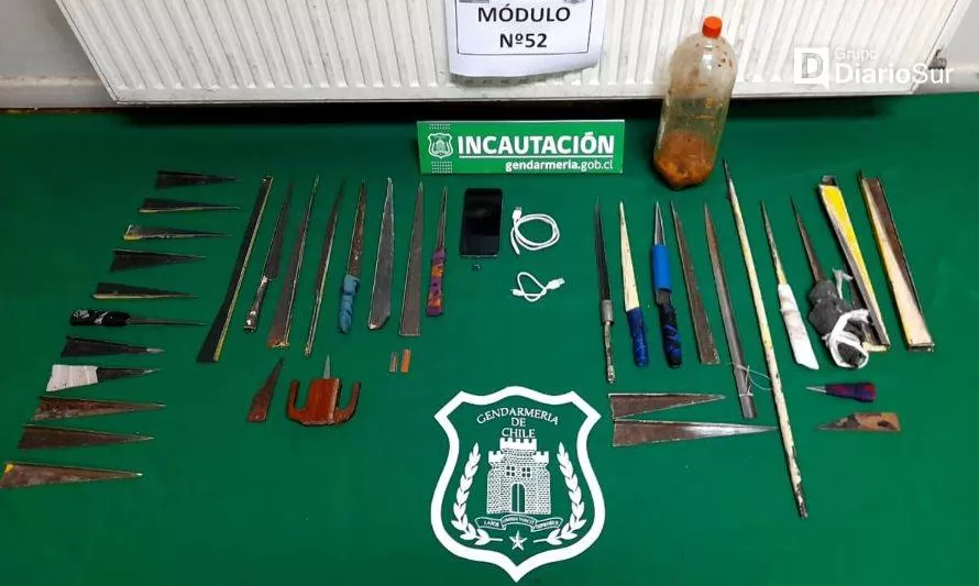 Gendarmería incautó una treintena de armas blancas en penitenciario de Valdivia 