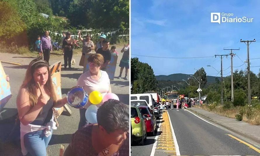 Protestan por red de agua potable: vecinos de Pishuinco cortan ruta Valdivia-Los Lagos 