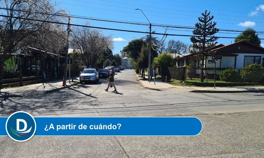 Cambian sentido de tránsito en calle Los Alerces de Isla Teja 